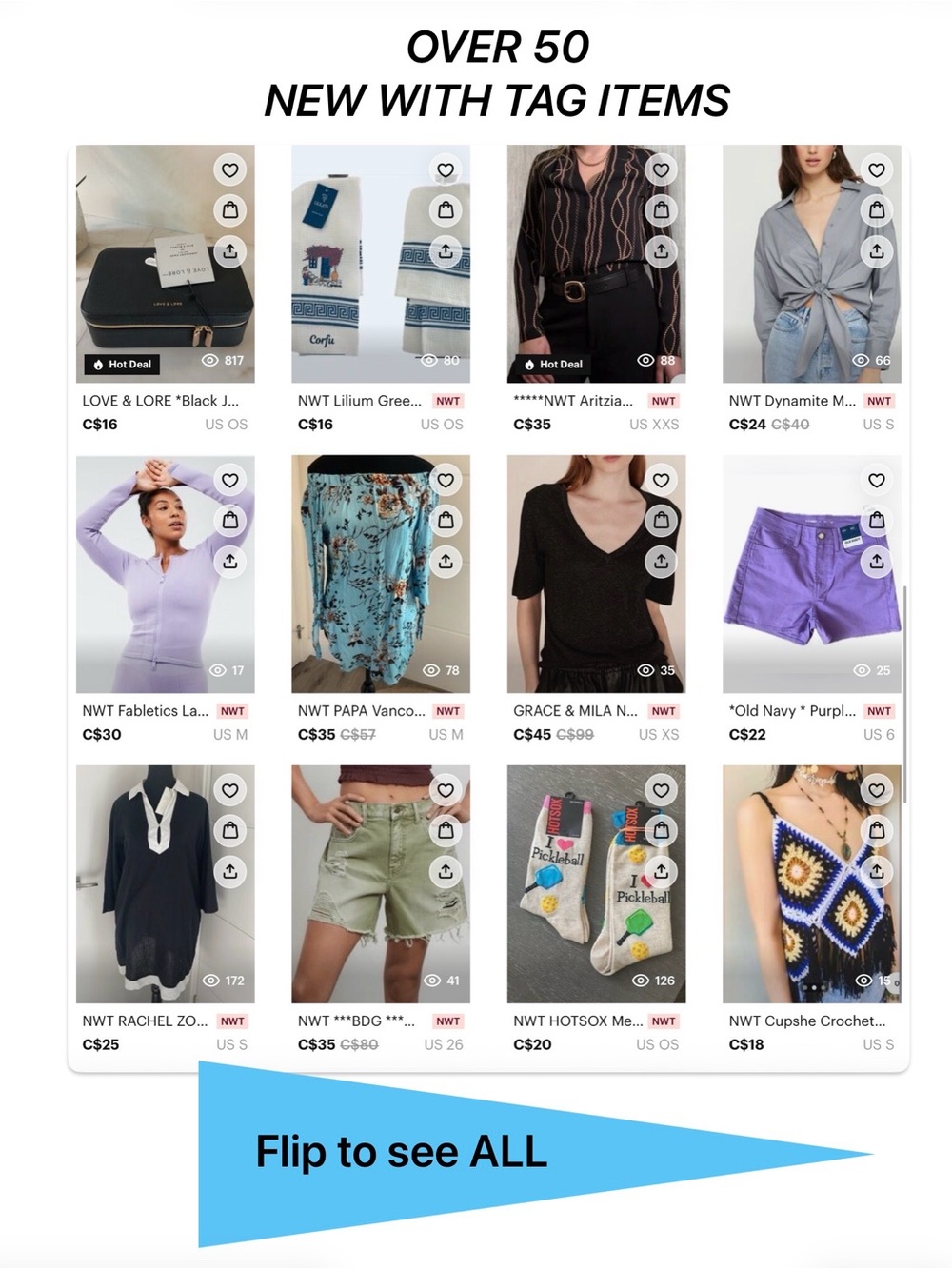 NEW WITH TAGS AT A GLANCE.